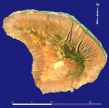 Satellite view of the Hawaiian Island of Lanai