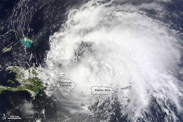 Puerto Rico as seen from space, during hurricane Irene 