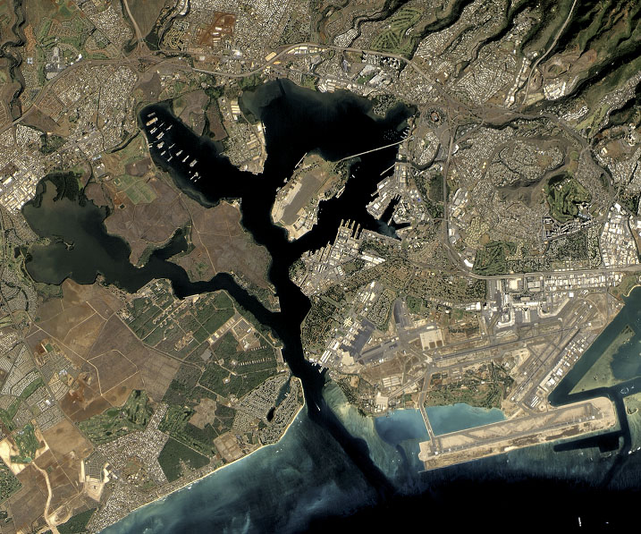 Satellite View of Pearl Harbor, Hawaii