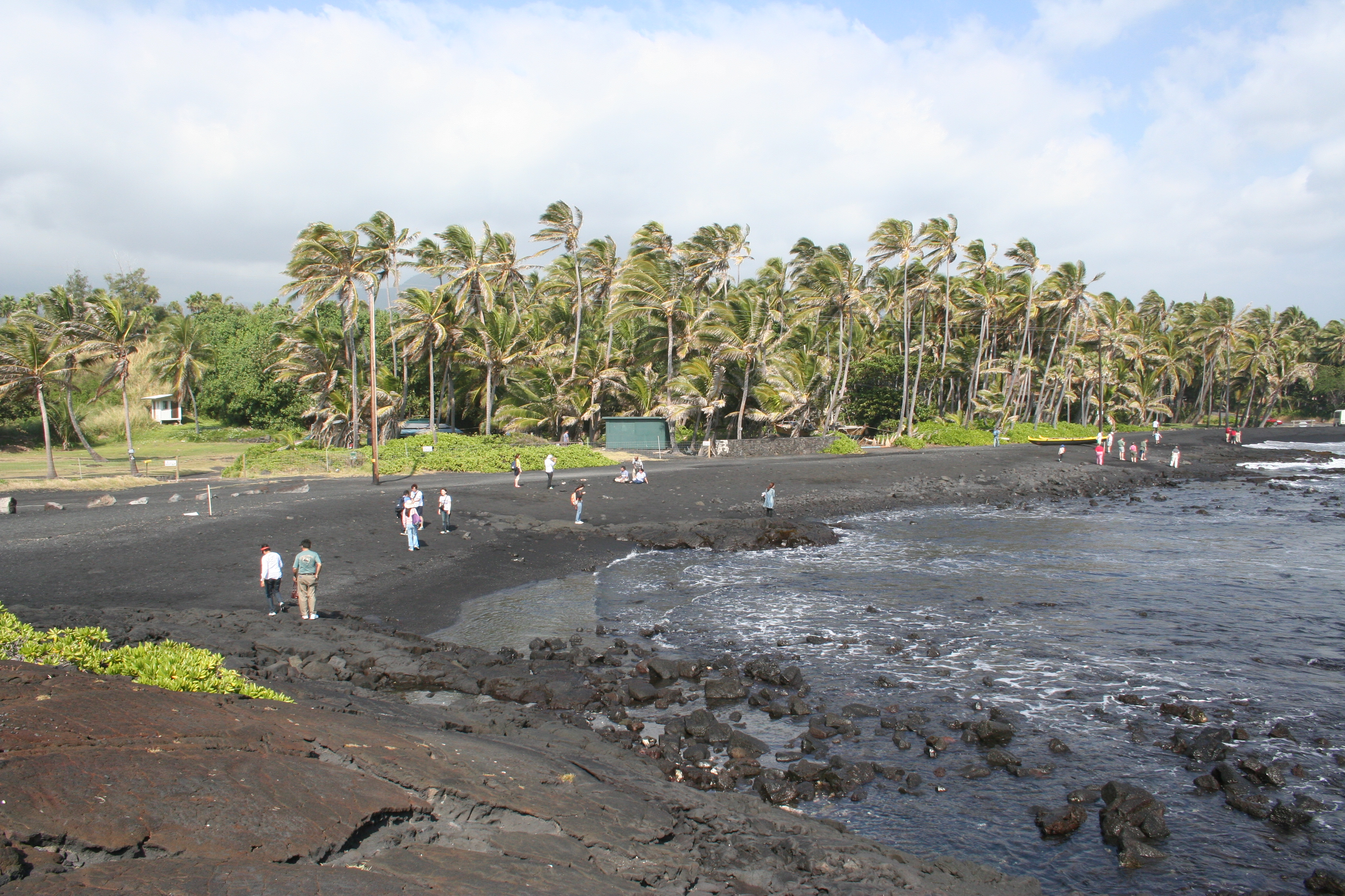 Punaluu Black Sand Beach Park on the Big Island of Hawaii
