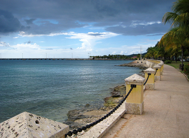 Ocean-front walk in Frederiksted on St. Croix, USVI 