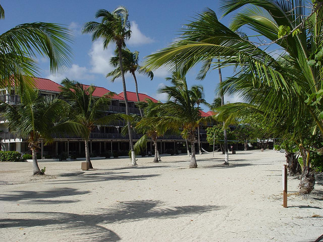 The sands of a resort hotel on the island of St. John, US Virgin Islands