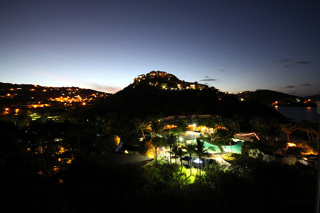 Nighttime at a resort in St. Thomas, US Virgin Islands
