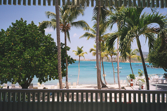 A resort beach in St. Thomas, US Virgin Islands 