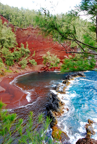 Red Sand Beaches on the coast of Hana, Maui