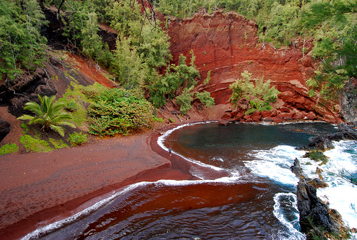 Red Sand Beaches on the coast of Hana, Maui