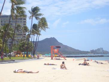 Waikiki Beach w/ Diamond Head in the background