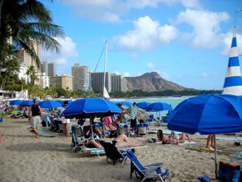 Relaxation on Waikiki Beach, Hawaii